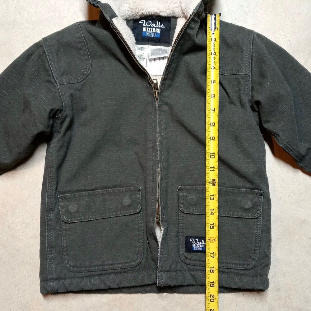 Walls Blizzard Pruf Parka Jacket Boys XS (4/5) Hooded Sherpa Lined Full Zip - Picture 7 of 8